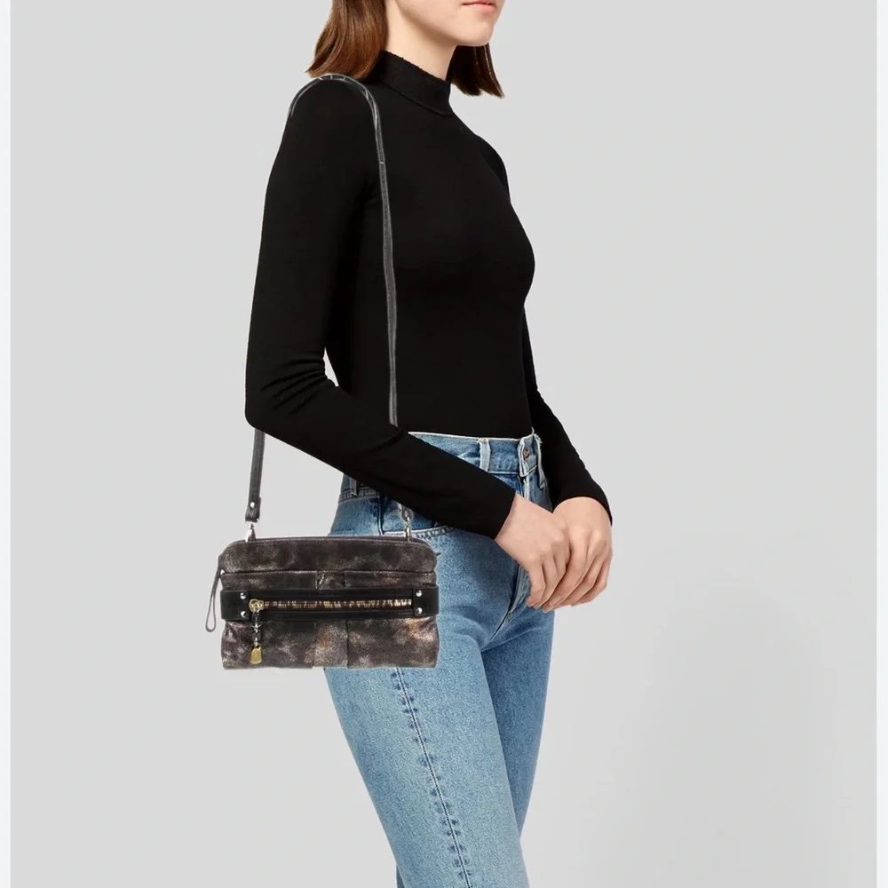 See By Chloe Suede Minaudiere Metallic Leather bag Crossbody Clutch Purse - Picture 1 of 15